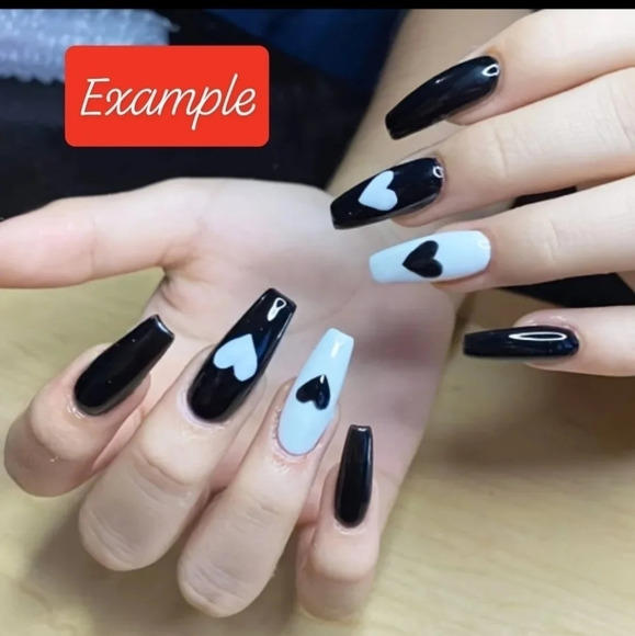 Valentine's day heart nail art stickers, black decal design, decorations - Picture 3 of 5